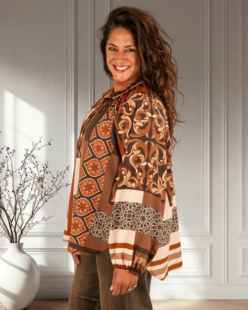 Bruin/beige print tuniek van Miho's - Afbeelding 4