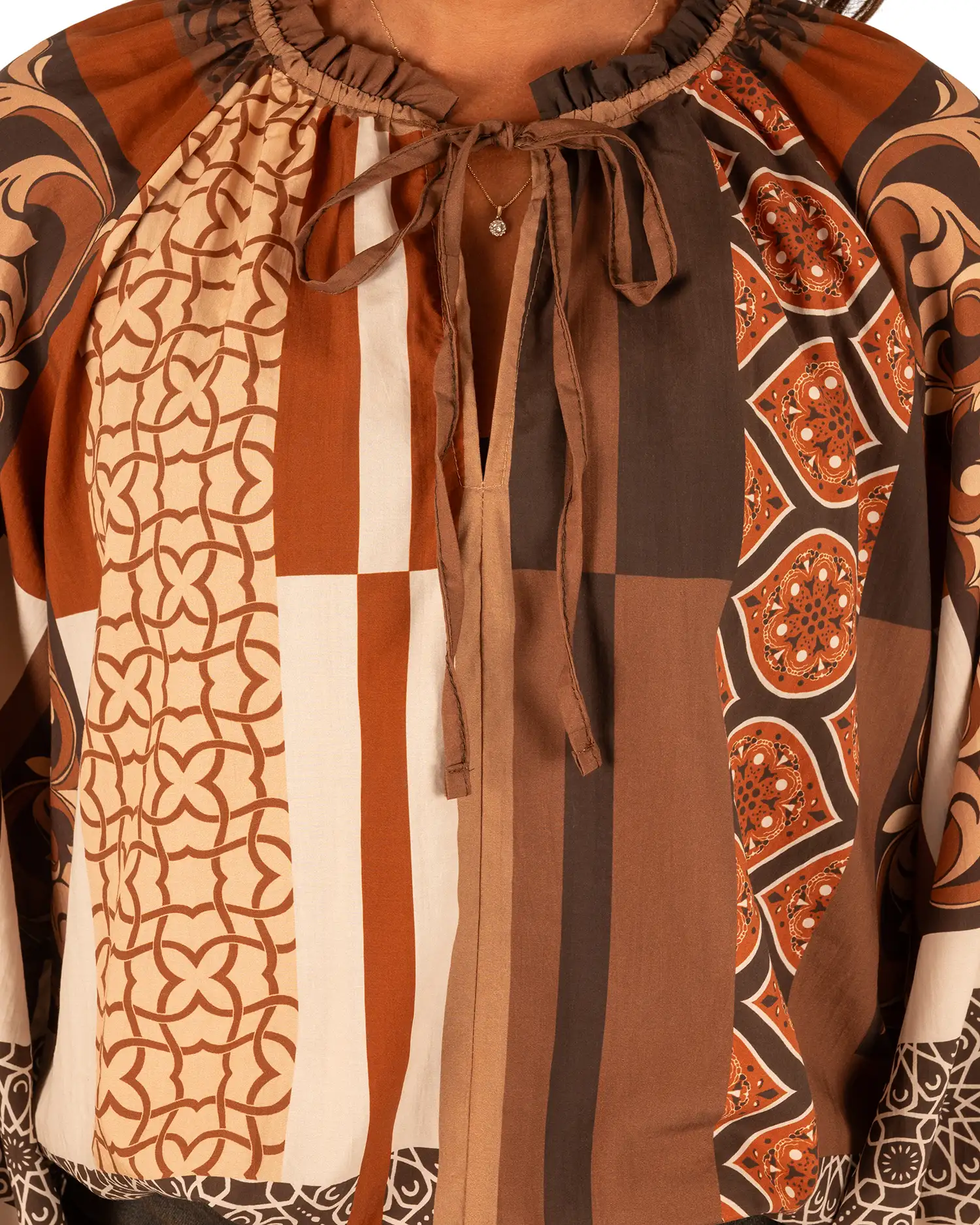 Bruin/beige print tuniek van Miho's - Afbeelding 5