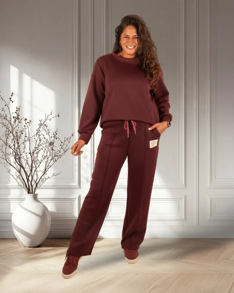 Bordeaux joggingpak met lange mouw van El-Vita