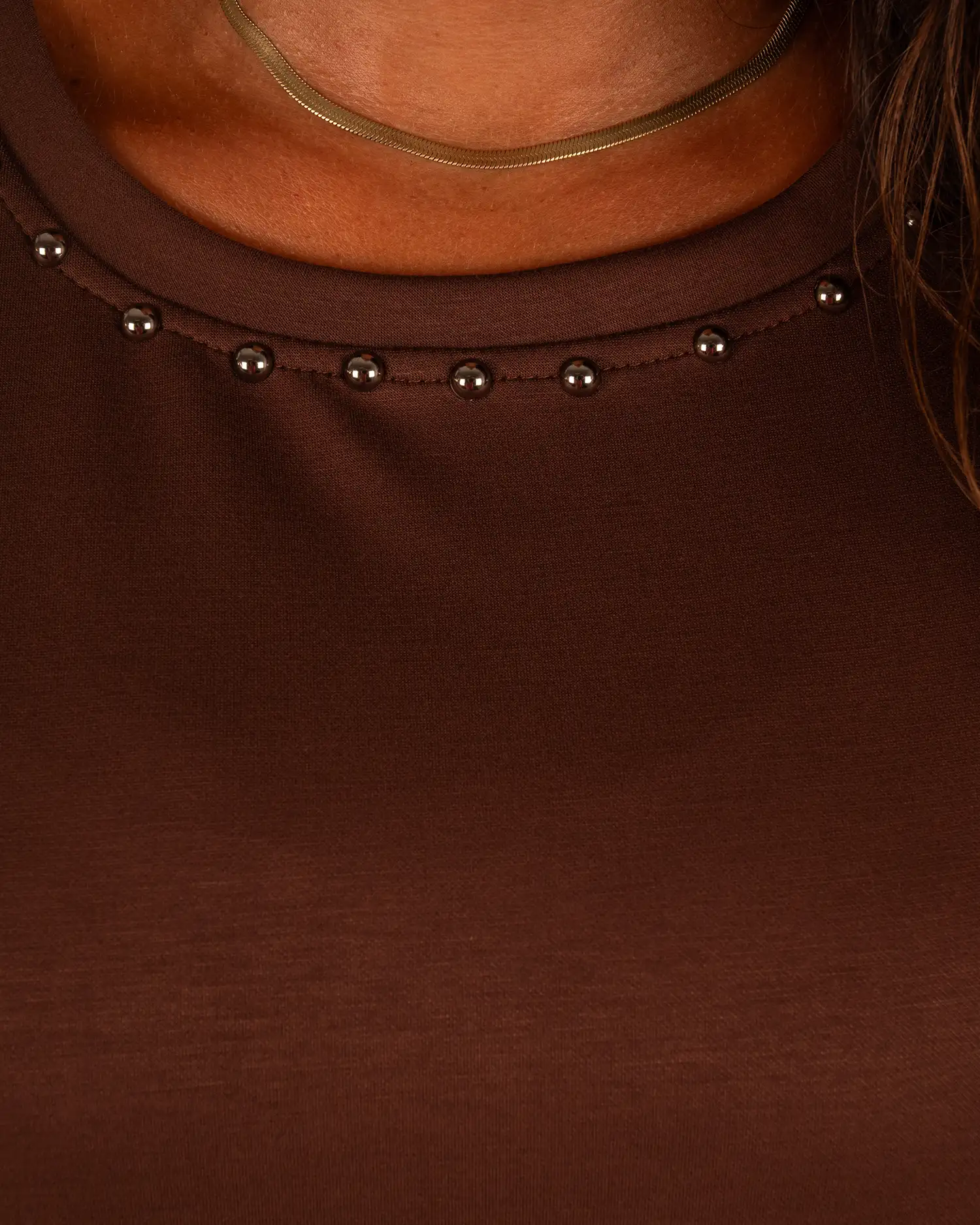 Bruin sweat t-shirt met studs van El vita - Afbeelding 5