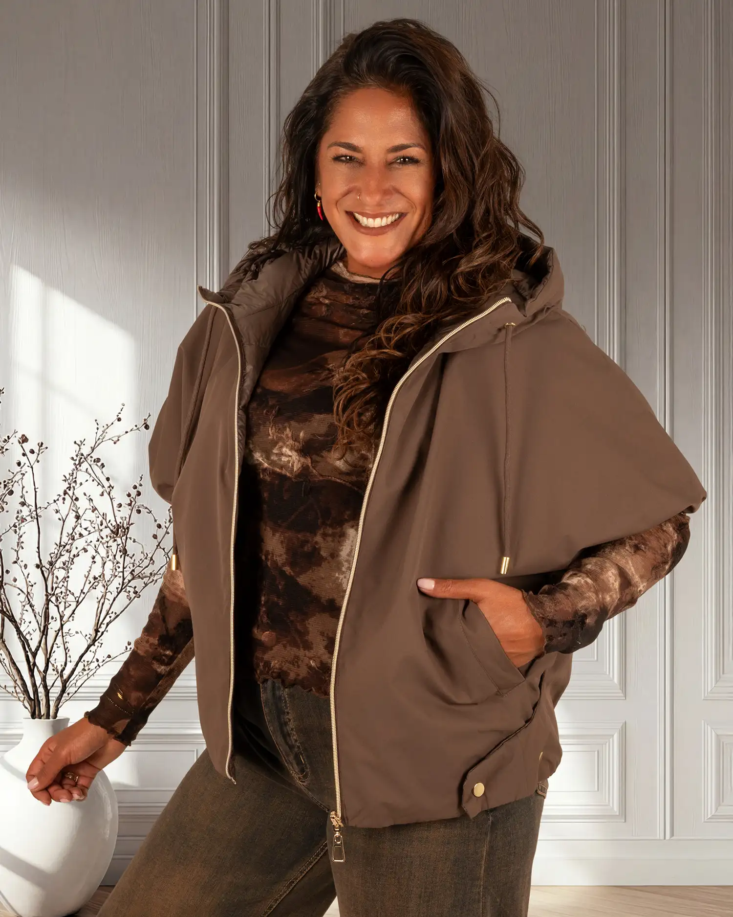 Donkerbruine reversible bodywarmer van Monte Cervino - Afbeelding 4