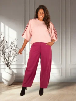 Magenta purple travelstof barrel broek va Mi Piace