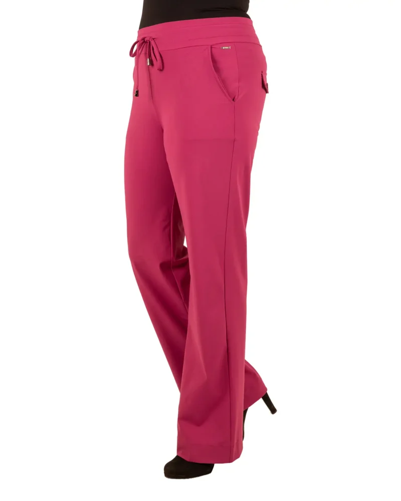 Magenta purple travelstof pantalon met rechte pijp van Mi Piace - Afbeelding 2