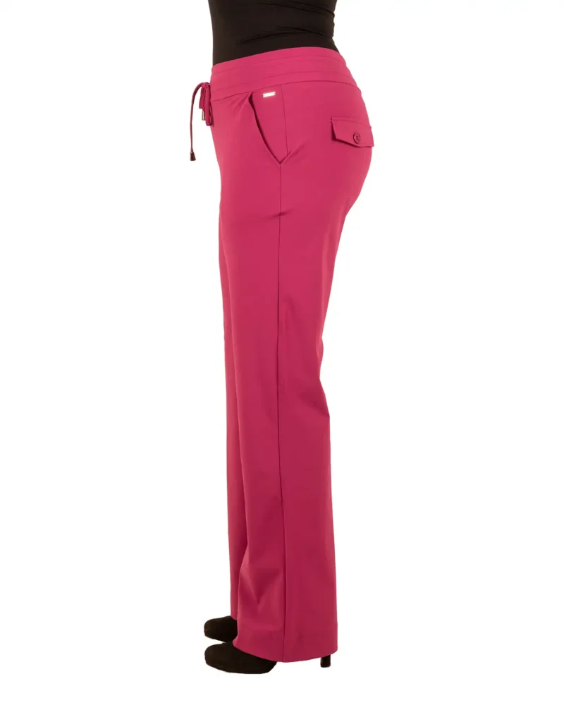 Magenta purple travelstof pantalon met rechte pijp van Mi Piace - Afbeelding 4