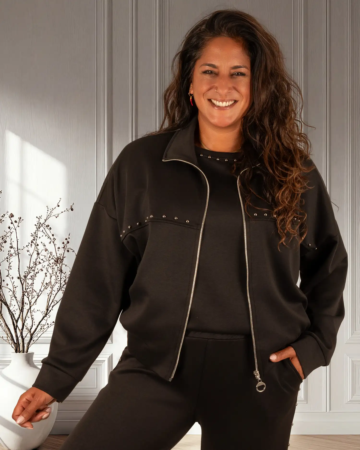 Zwart sweat vest met studs van El vita - Afbeelding 3