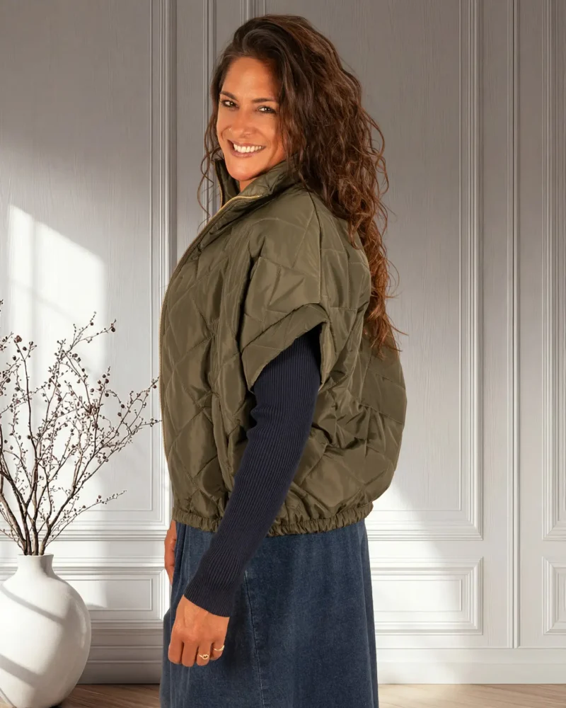 Legergroene bodywarmer met korte mouw van El-Vita - Afbeelding 4