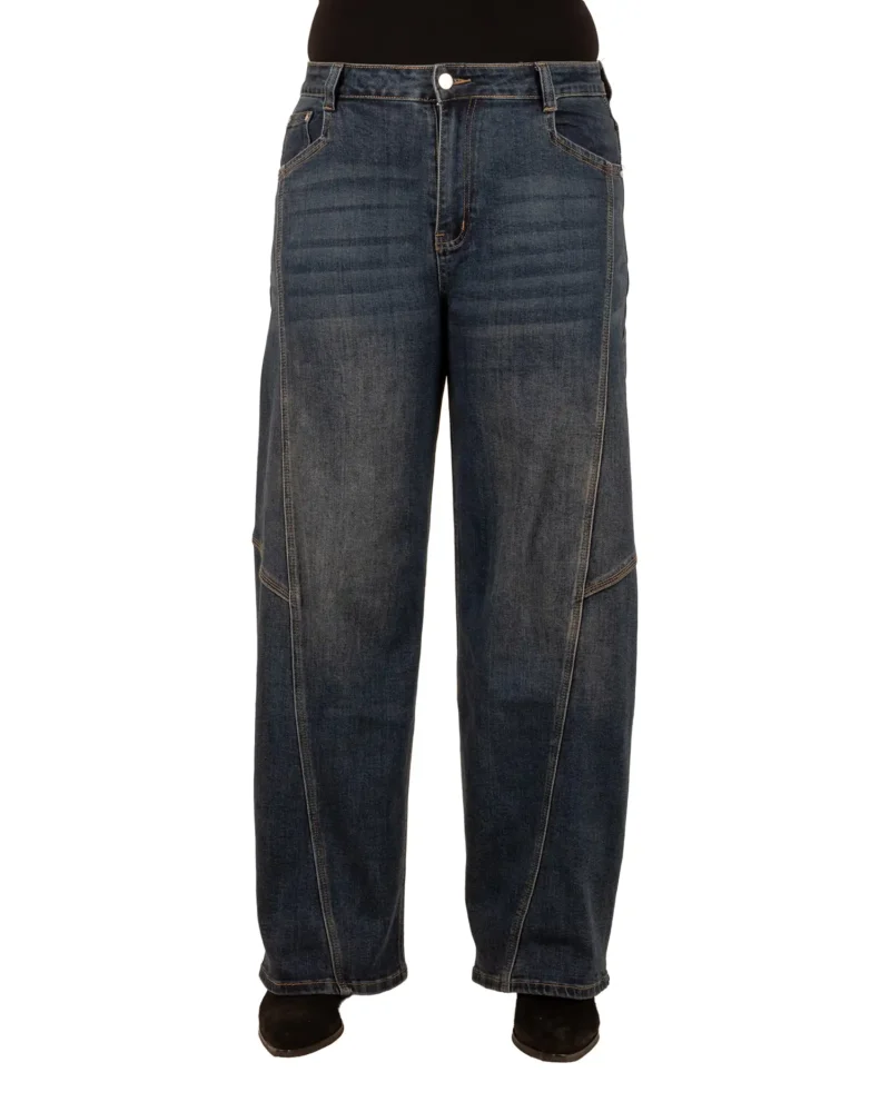 Dark blue barrel wide leg jeans van Gemma Ricceri - Afbeelding 3