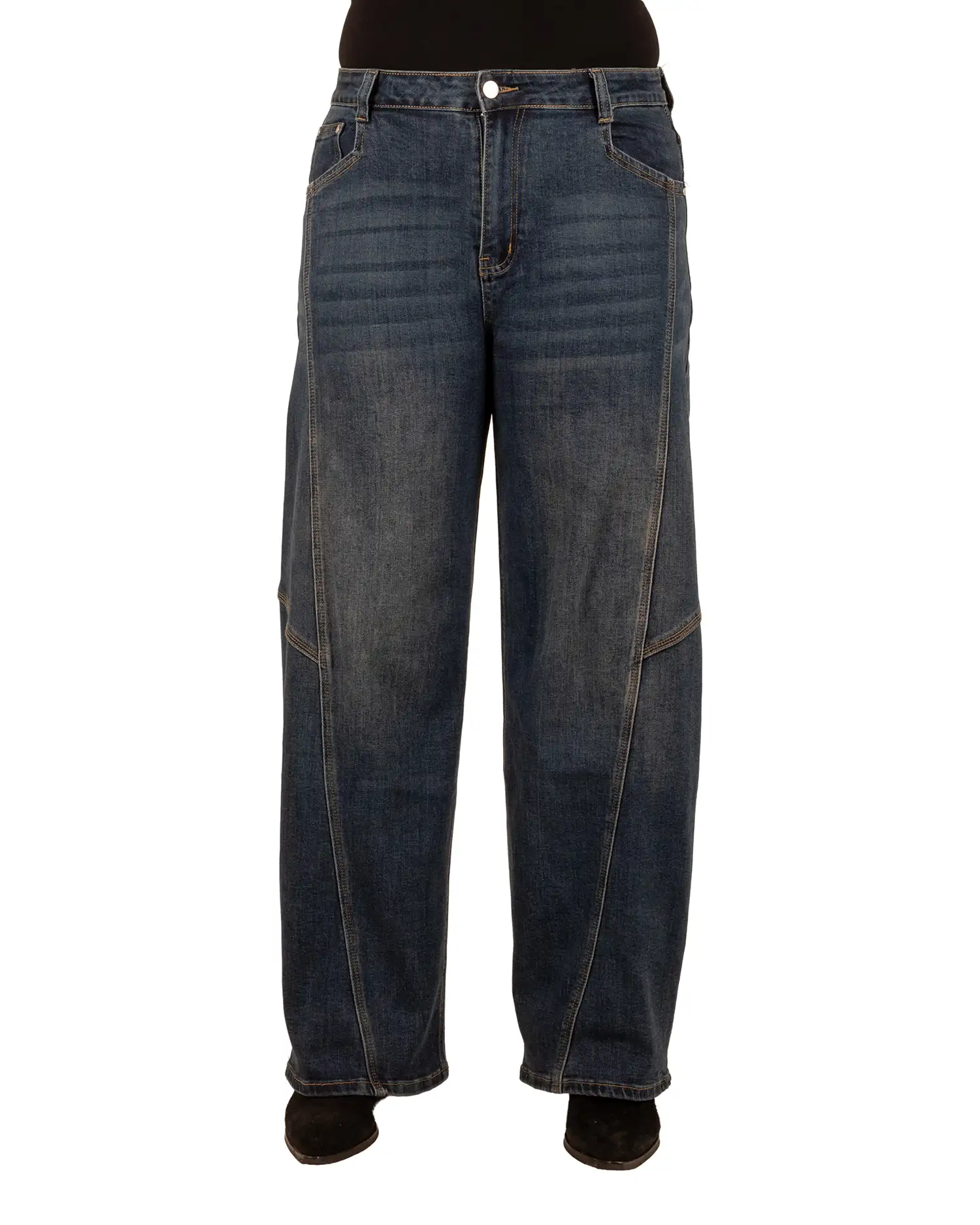 Dark blue barrel wide leg jeans van Gemma Ricceri - Afbeelding 3