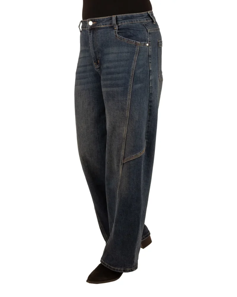 Dark blue barrel wide leg jeans van Gemma Ricceri - Afbeelding 2