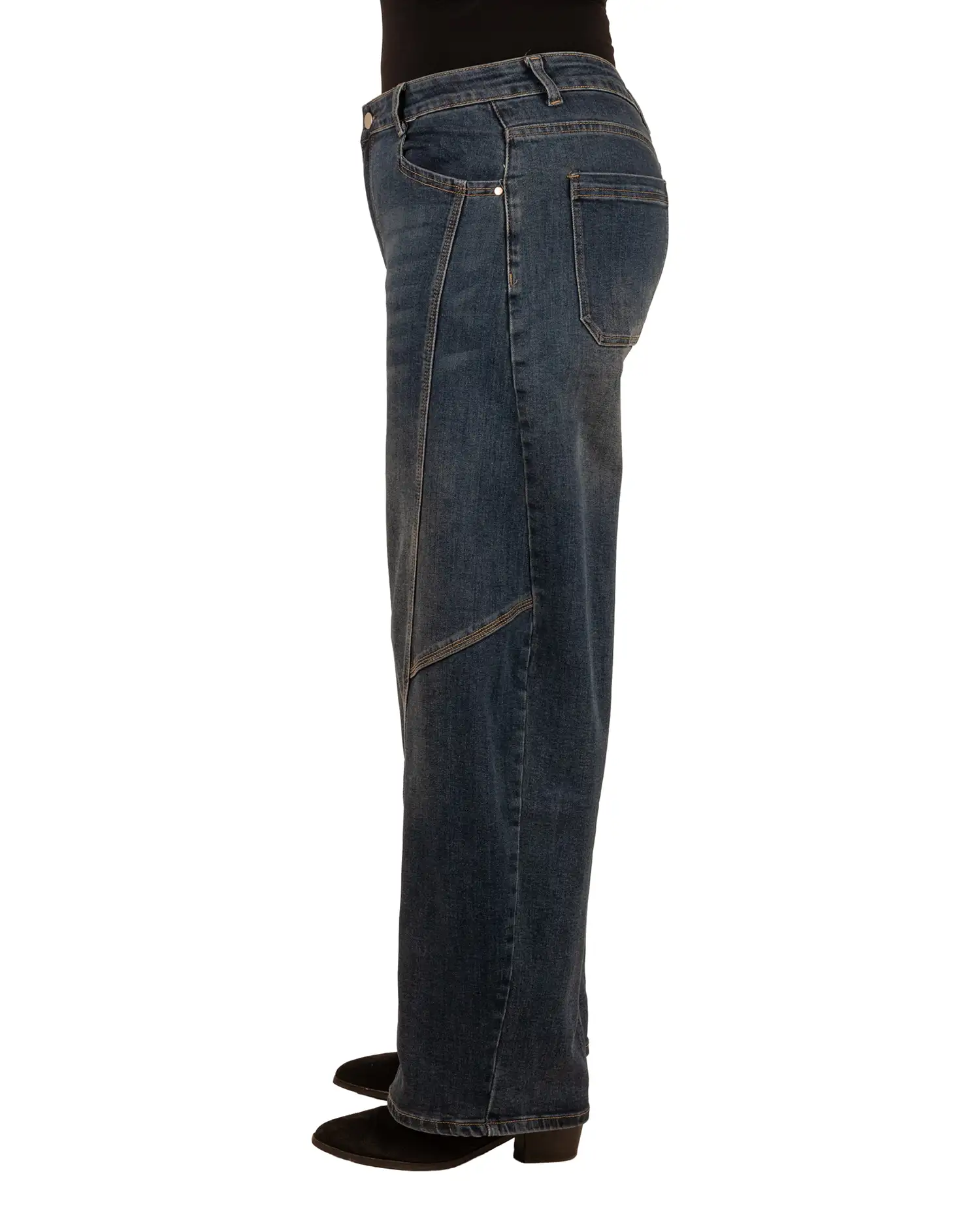 Dark blue barrel wide leg jeans van Gemma Ricceri - Afbeelding 4
