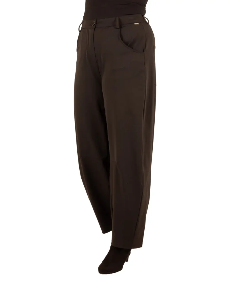 Zwarte travelstof barrel broek van Mi Piace - Afbeelding 2
