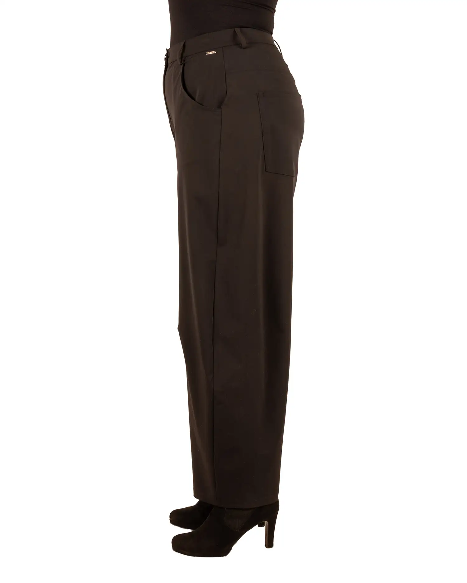 Zwarte travelstof barrel broek van Mi Piace - Afbeelding 4