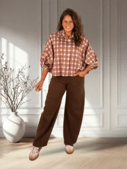 Donkerbruine balloon jeans van Denim Style