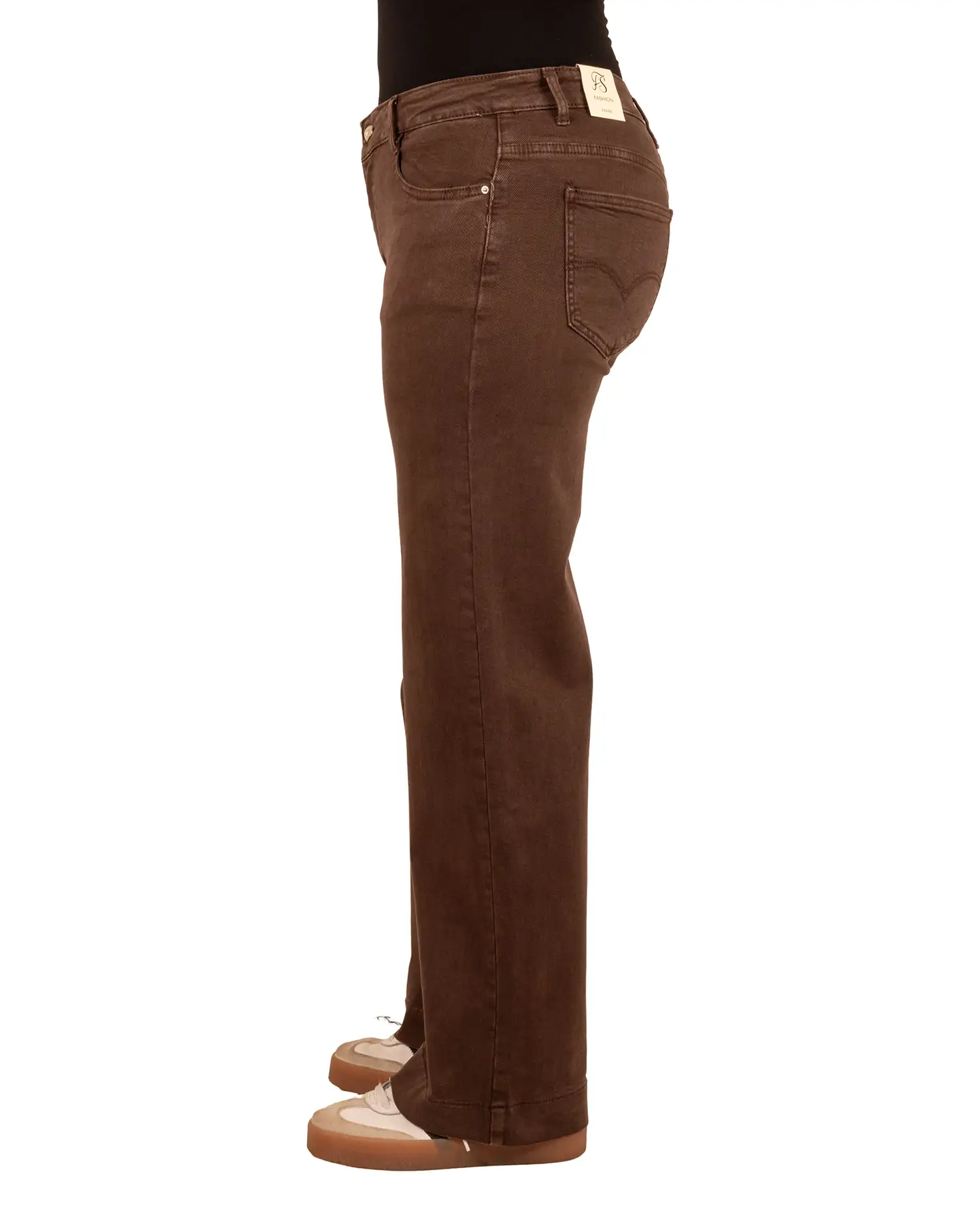 Donkerbruine straight jeans van FS Fashion - Afbeelding 3