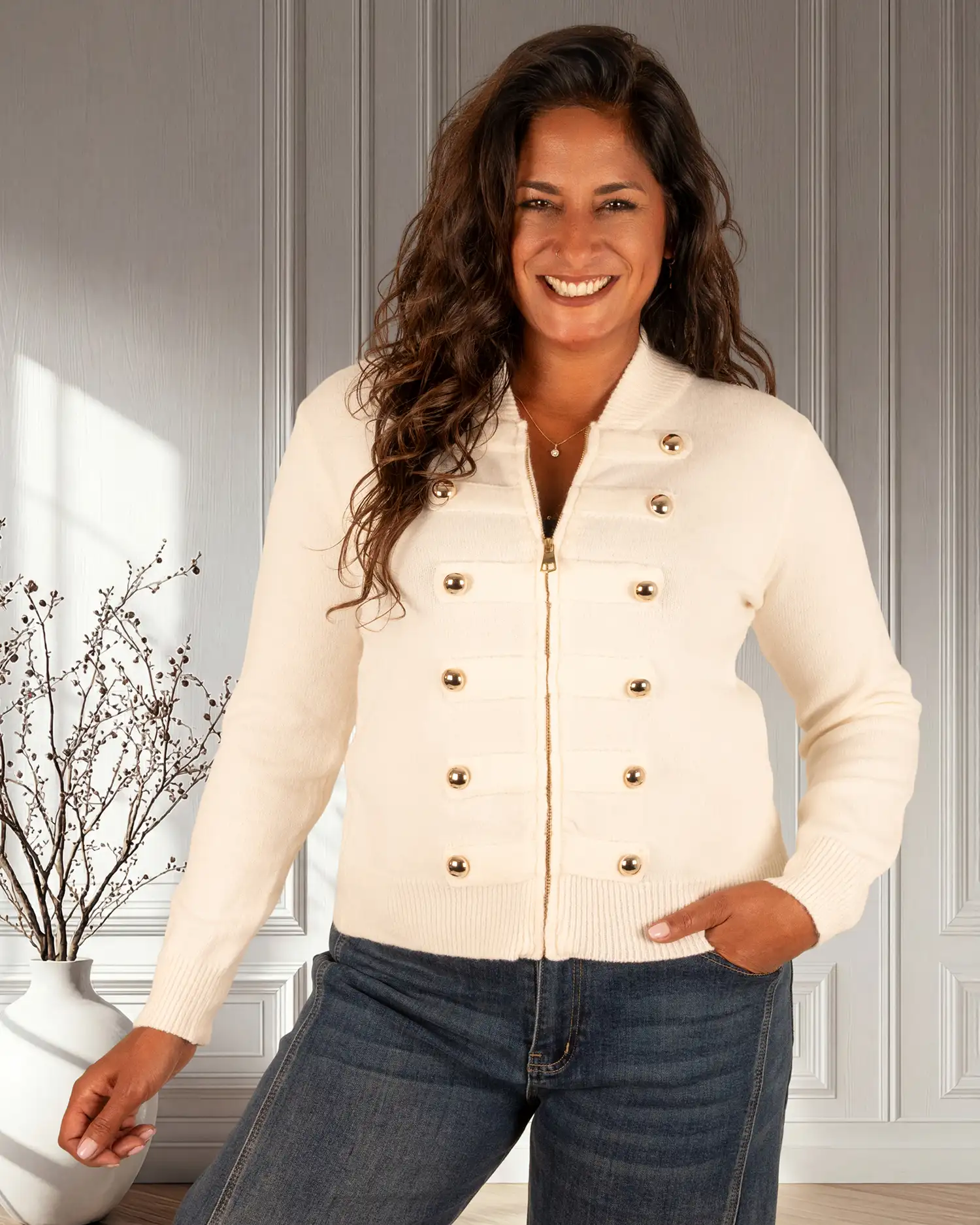 Lichtbeige gebreid vest van My Fave
