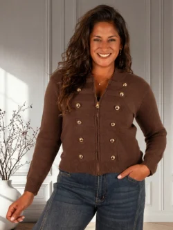 Donkerbruin gebreid vest van My Fave - Afbeelding 3