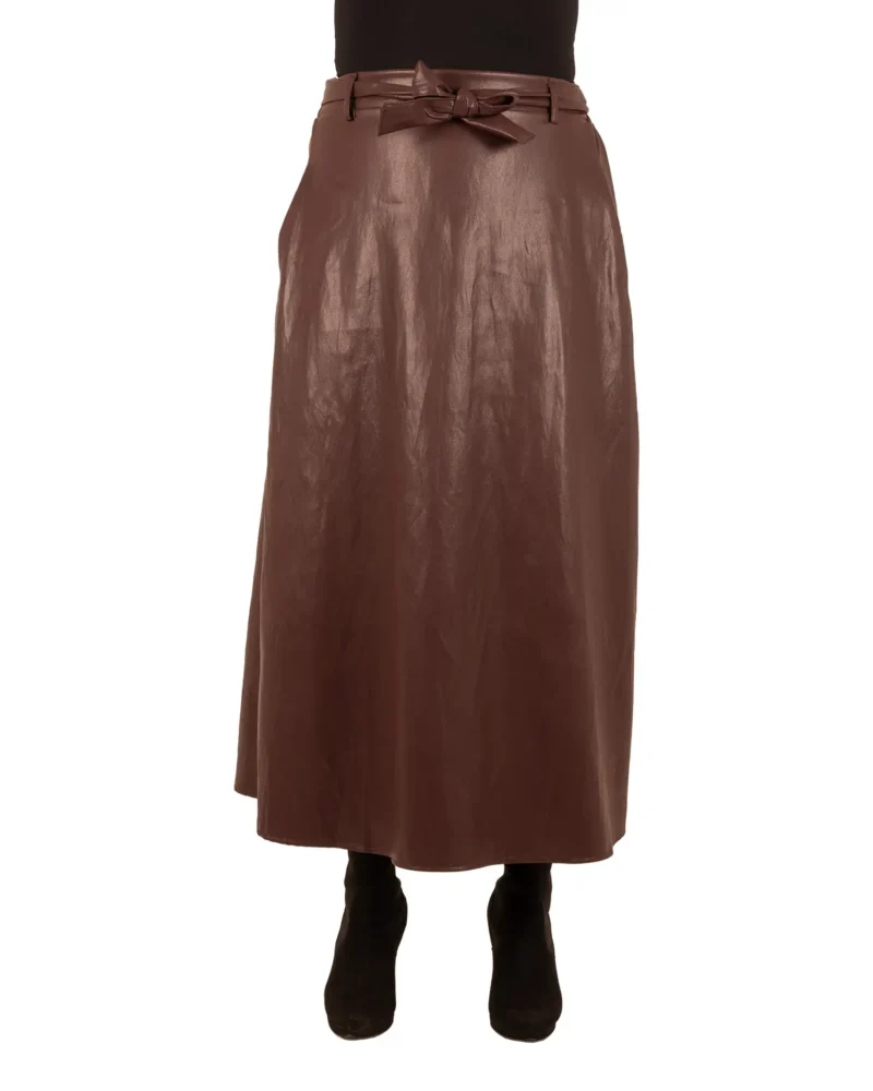 Bordeaux leatherlook rok van Vera Jo - Afbeelding 4