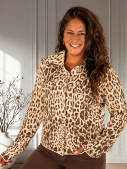 Bruin tinten gebreid vest met knoopsluiting van Miss Charm