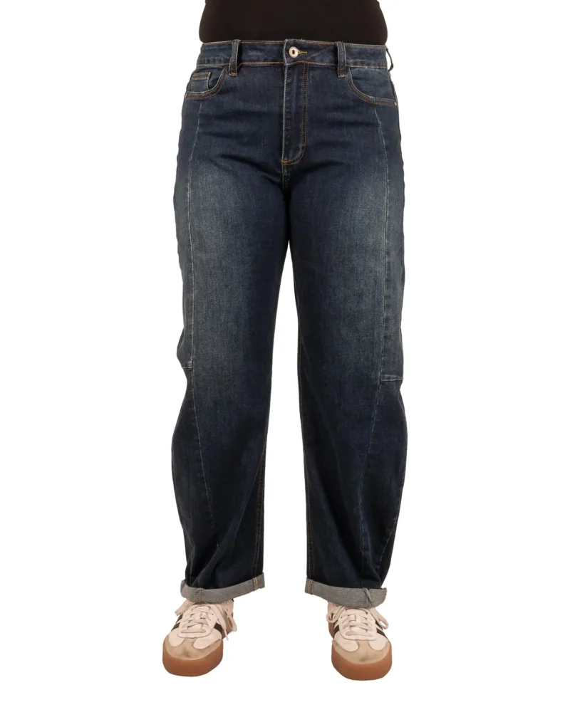 Dark blue barrel wide leg jeans van Gemma Ricceri - Afbeelding 3