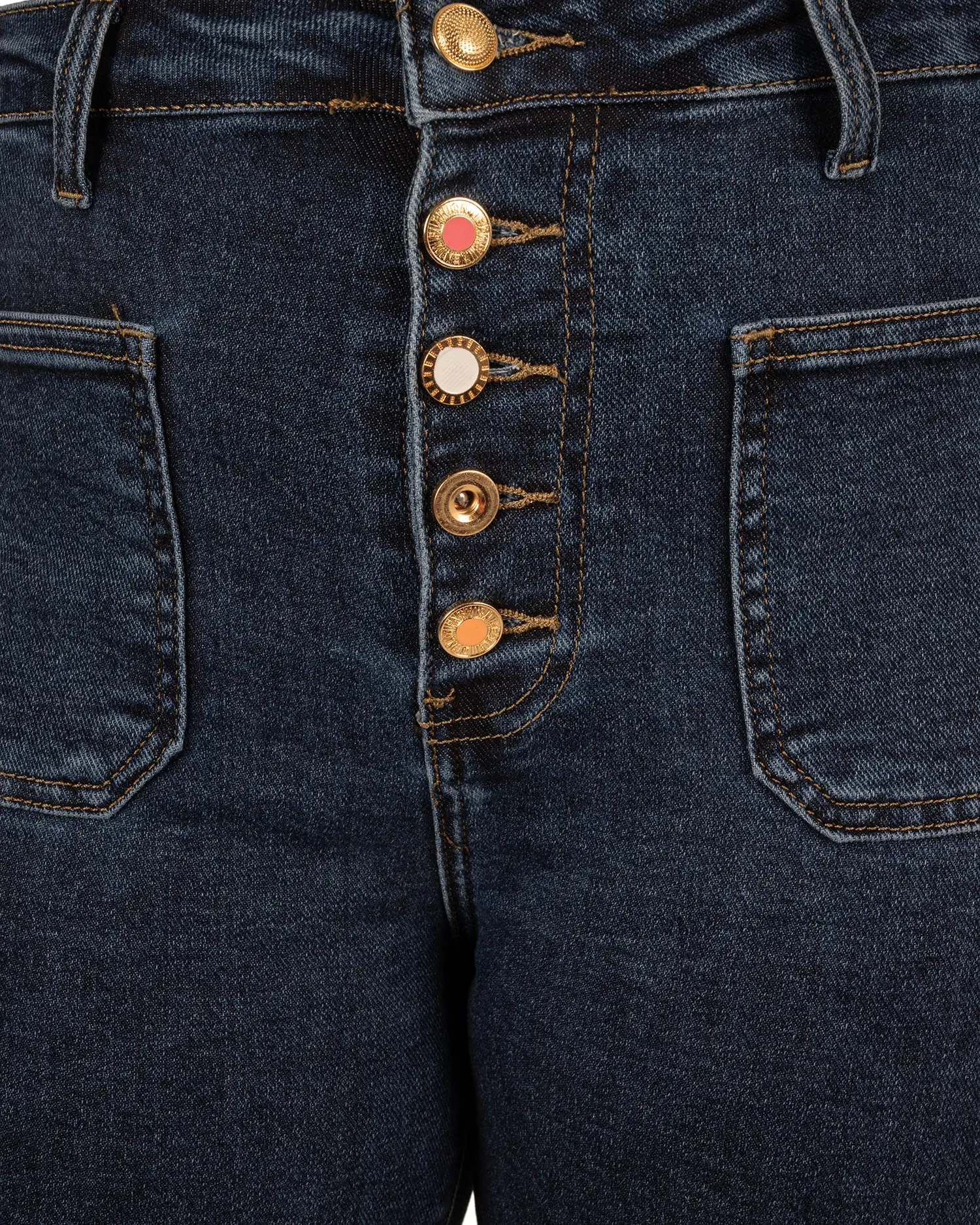 Blue wide leg jeans met knopen van Miss Bon - Afbeelding 6