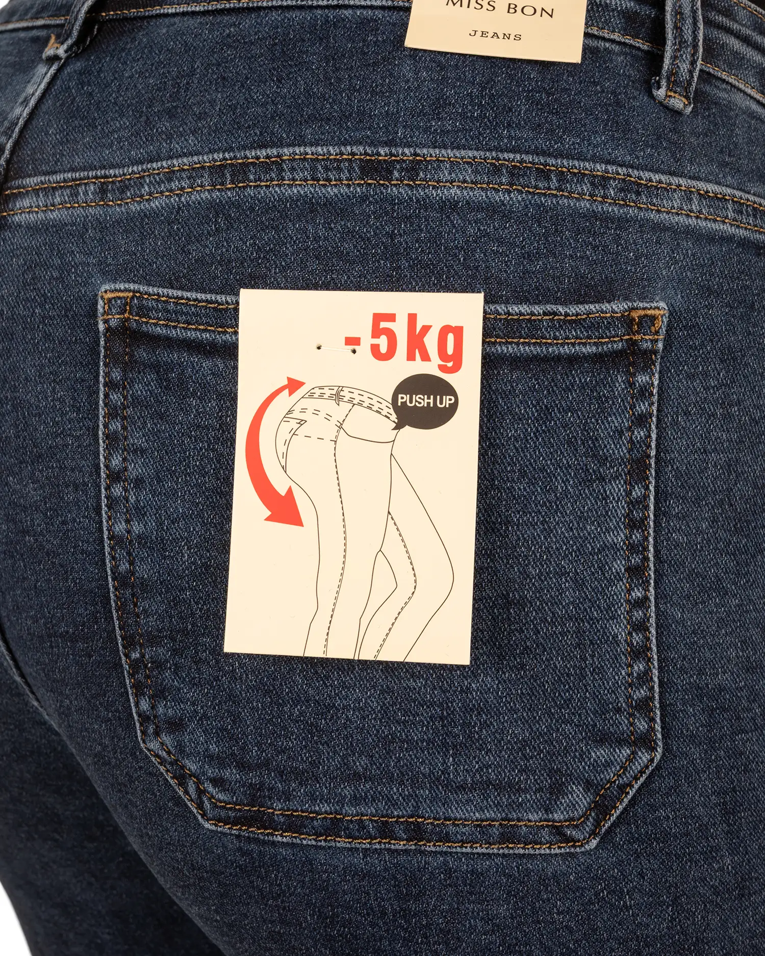 Blue wide leg jeans met knopen van Miss Bon - Afbeelding 4