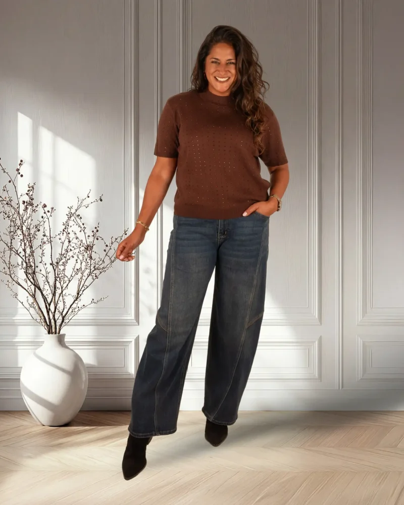Donkerbruin shirt glitter van My Fave - Afbeelding 2