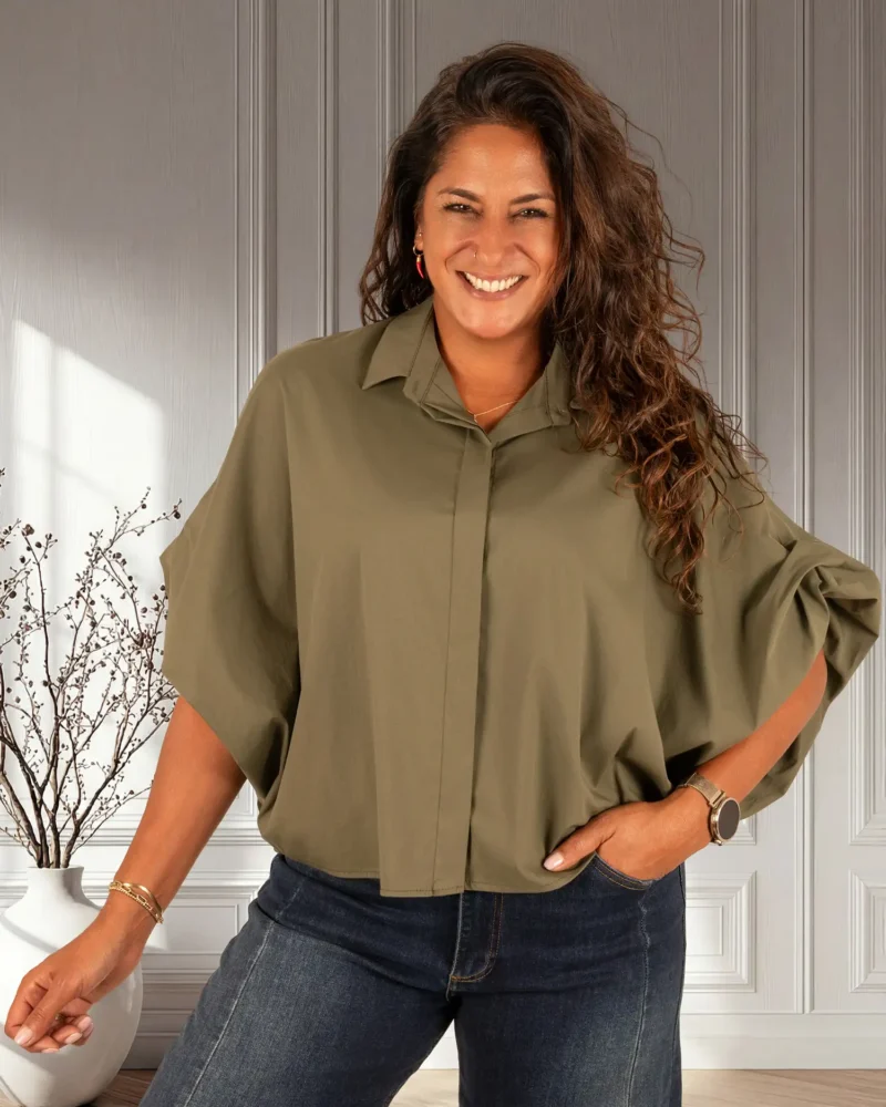 Legergroene oversized blouse van Gemma Ricceri