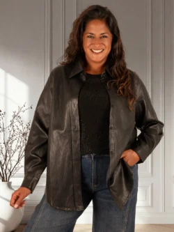 Zwarte leatherlook blouse van Soky & Soka