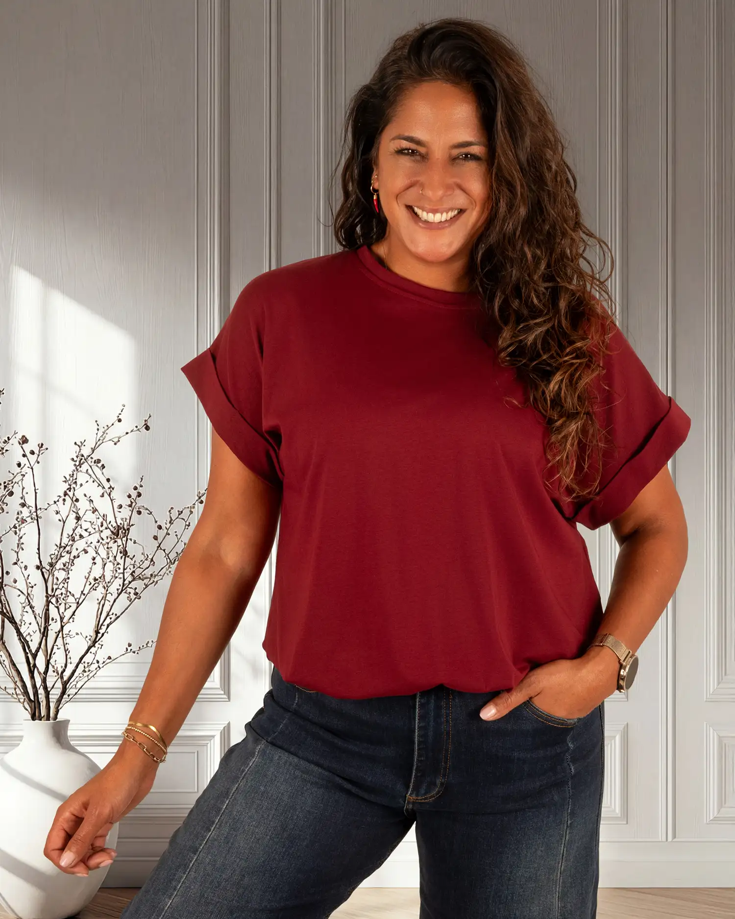 Bordeaux ballon shirt van Gemma Ricceri - Afbeelding 3