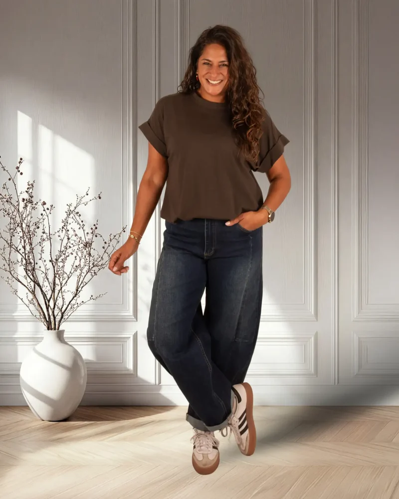 Donkerbruin ballon shirt van Gemma Ricceri - Afbeelding 2