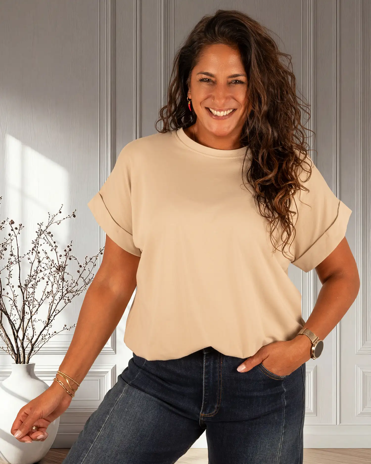 Beige ballon shirt van Gemma Ricceri - Afbeelding 3