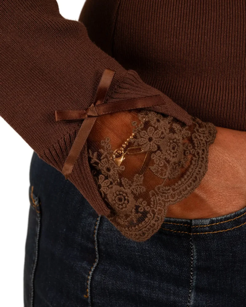 Donkerbruin shirt lace van My Fave - Afbeelding 4