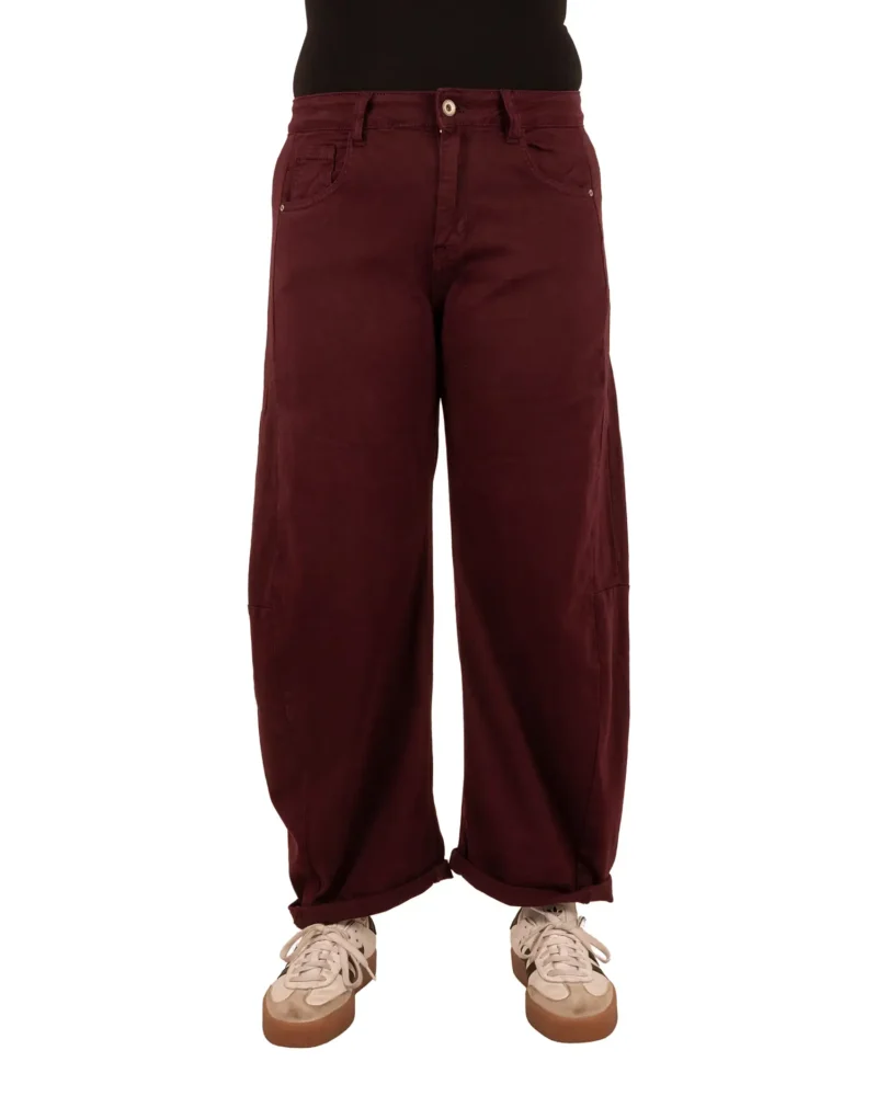 Bordeaux barrel wide leg jeans van Gemma Ricceri - Afbeelding 4