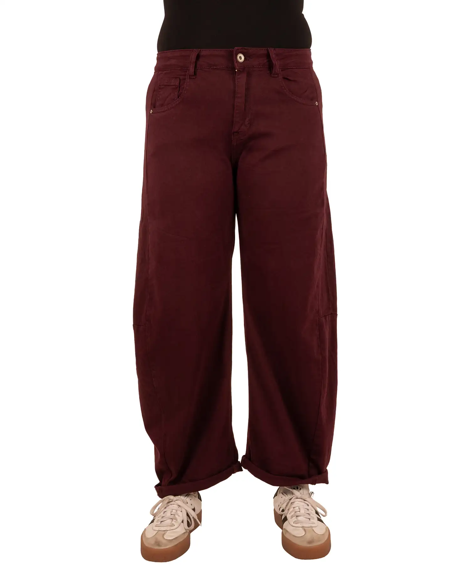 Bordeaux barrel wide leg jeans van Gemma Ricceri - Afbeelding 4