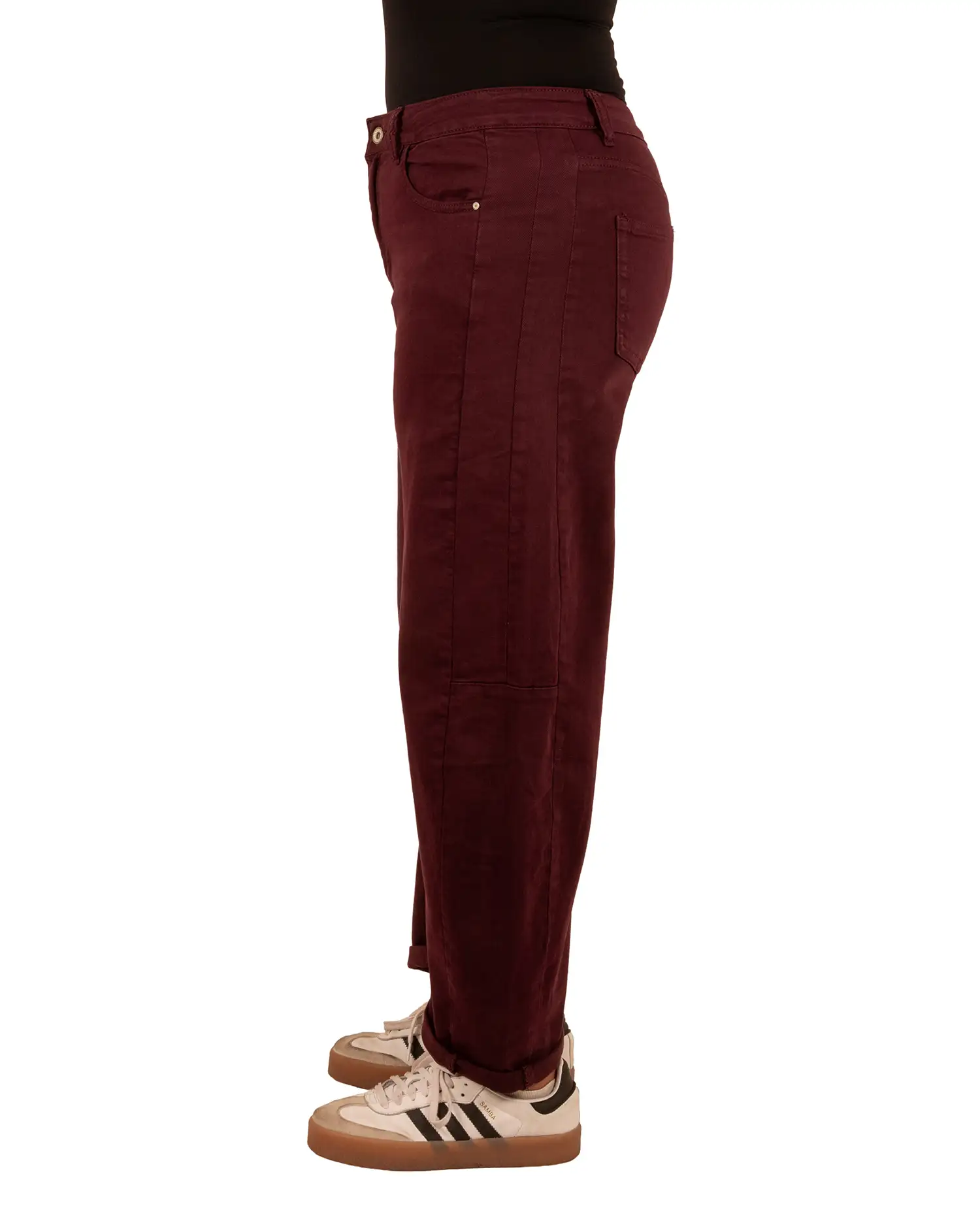 Bordeaux barrel wide leg jeans van Gemma Ricceri - Afbeelding 3