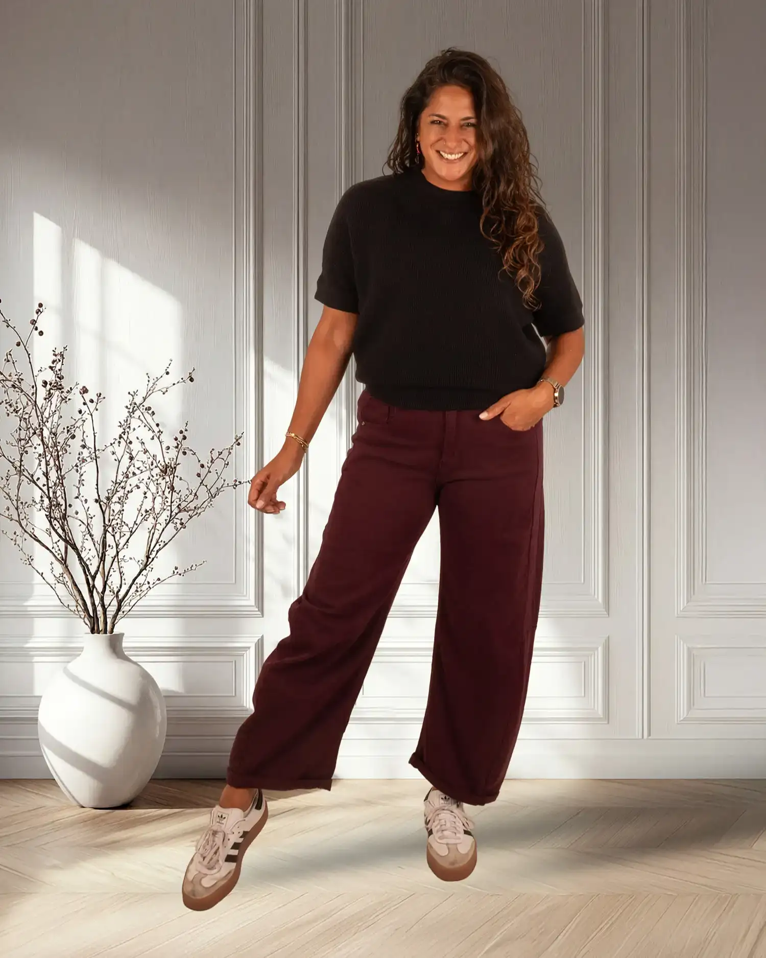 Bordeaux barrel wide leg jeans van Gemma Ricceri