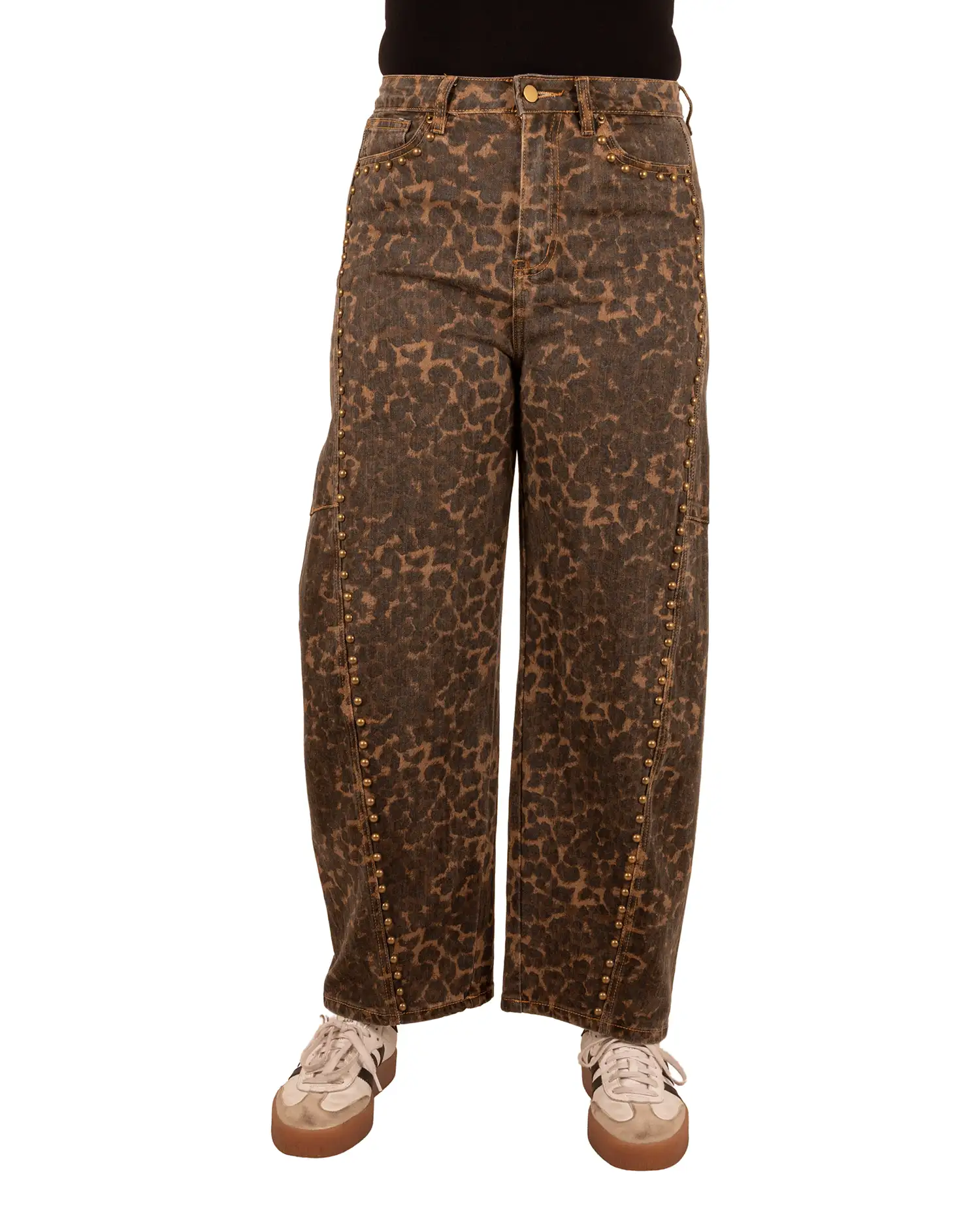 Panterprint balloon jeans met studs van Jewelly - Afbeelding 3