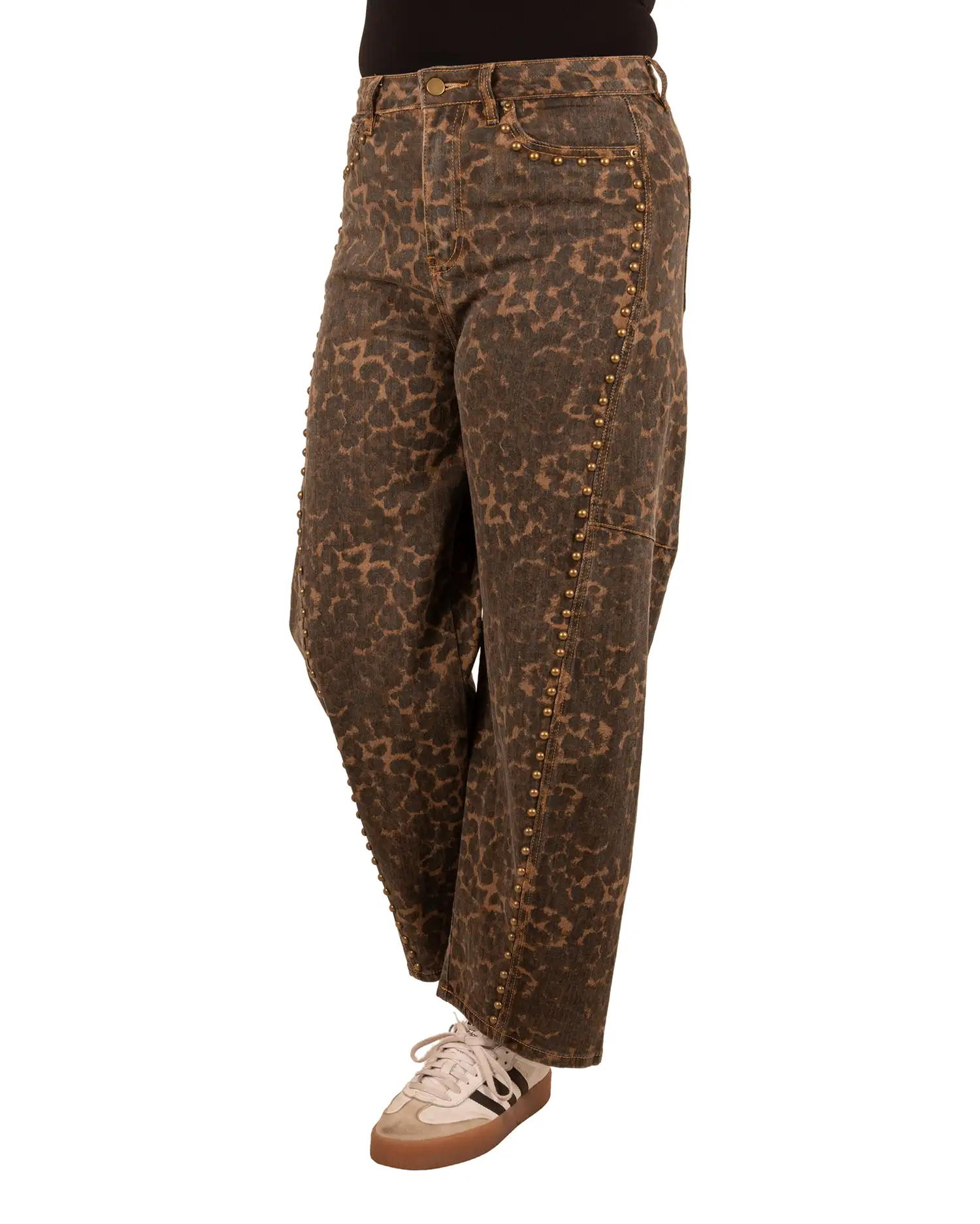 Panterprint balloon jeans met studs van Jewelly - Afbeelding 2