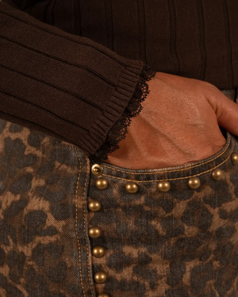 Donkerbruin shirt kantje van Moocci - Afbeelding 5