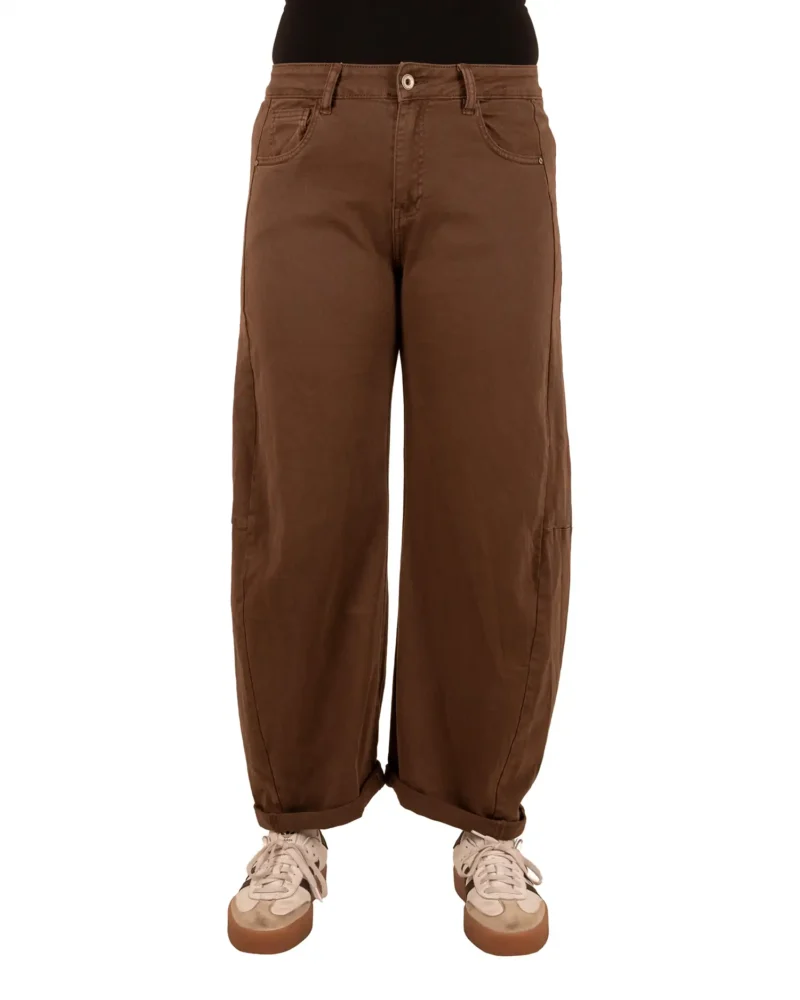 Bruine barrel wide leg jeans van Gemma Ricceri - Afbeelding 3