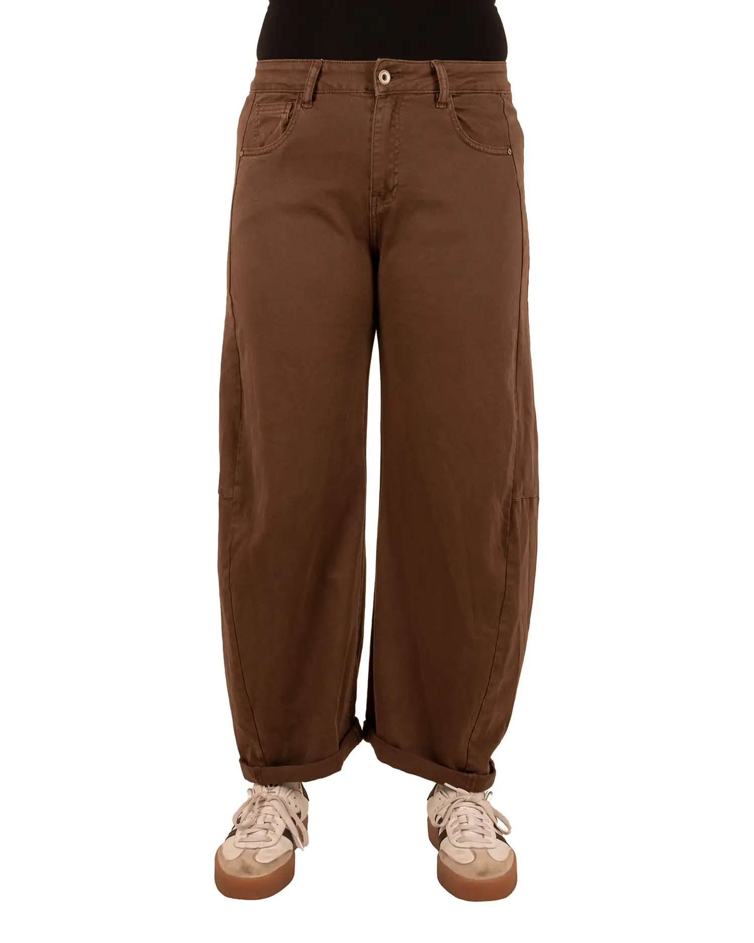 Bruine barrel wide leg jeans van Gemma Ricceri - Afbeelding 3