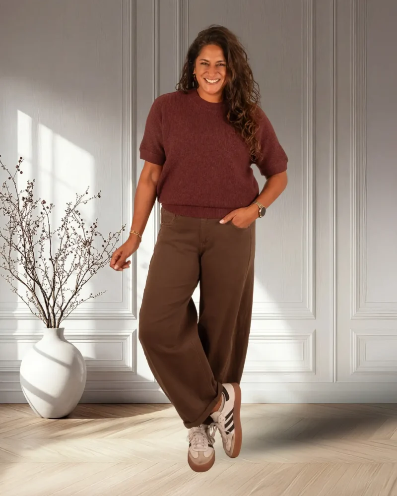 Bordeaux gebreide trui van D&Z Fashion - Afbeelding 2
