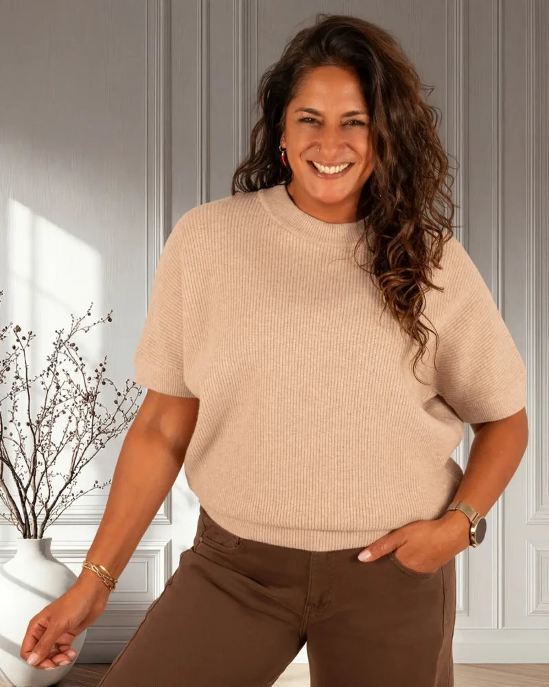 Beige gebreide trui van D&Z Fashion