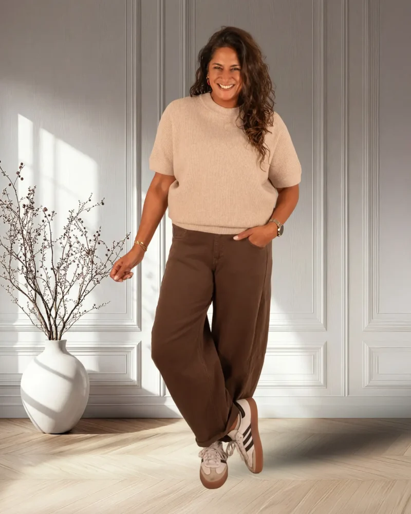 Beige gebreide trui van D&Z Fashion - Afbeelding 2