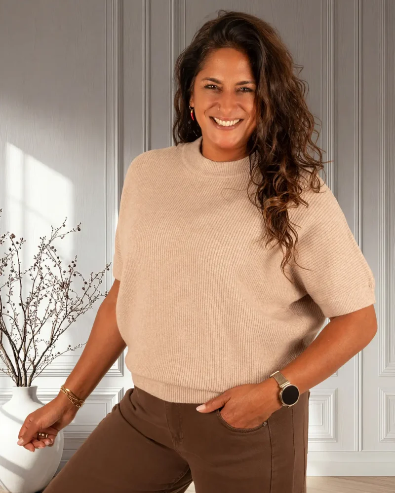 Beige gebreide trui van D&Z Fashion - Afbeelding 3