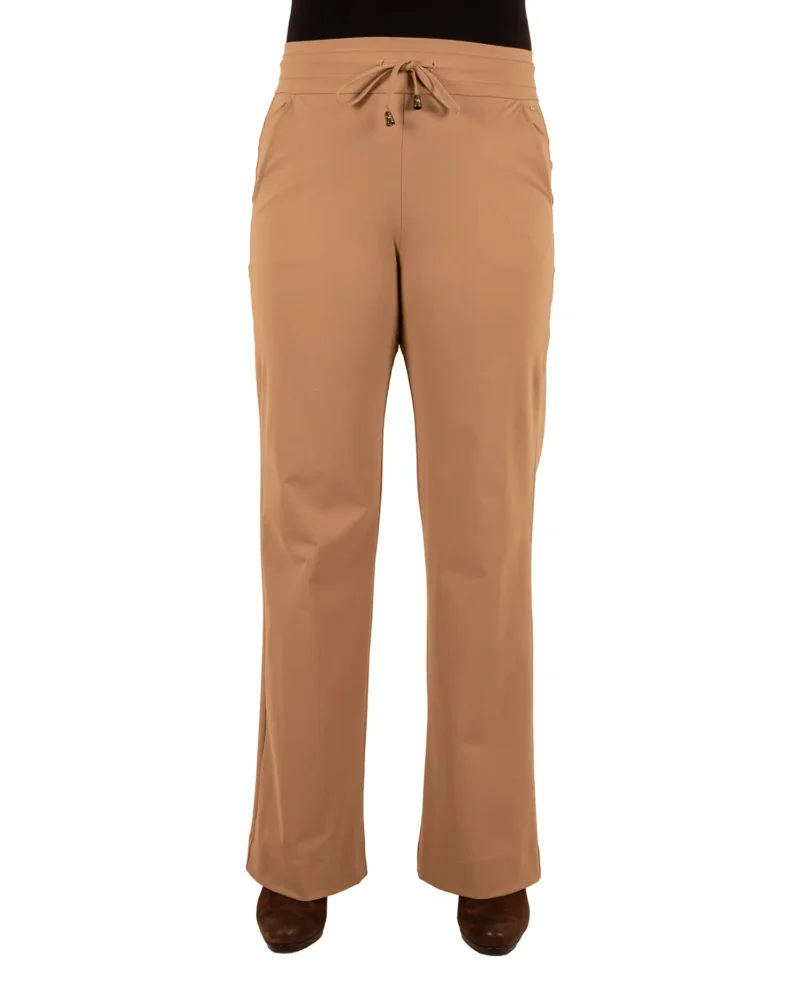 Donkerbeige travelstof pantalon met rechte pijp van Mi Piace - Afbeelding 4