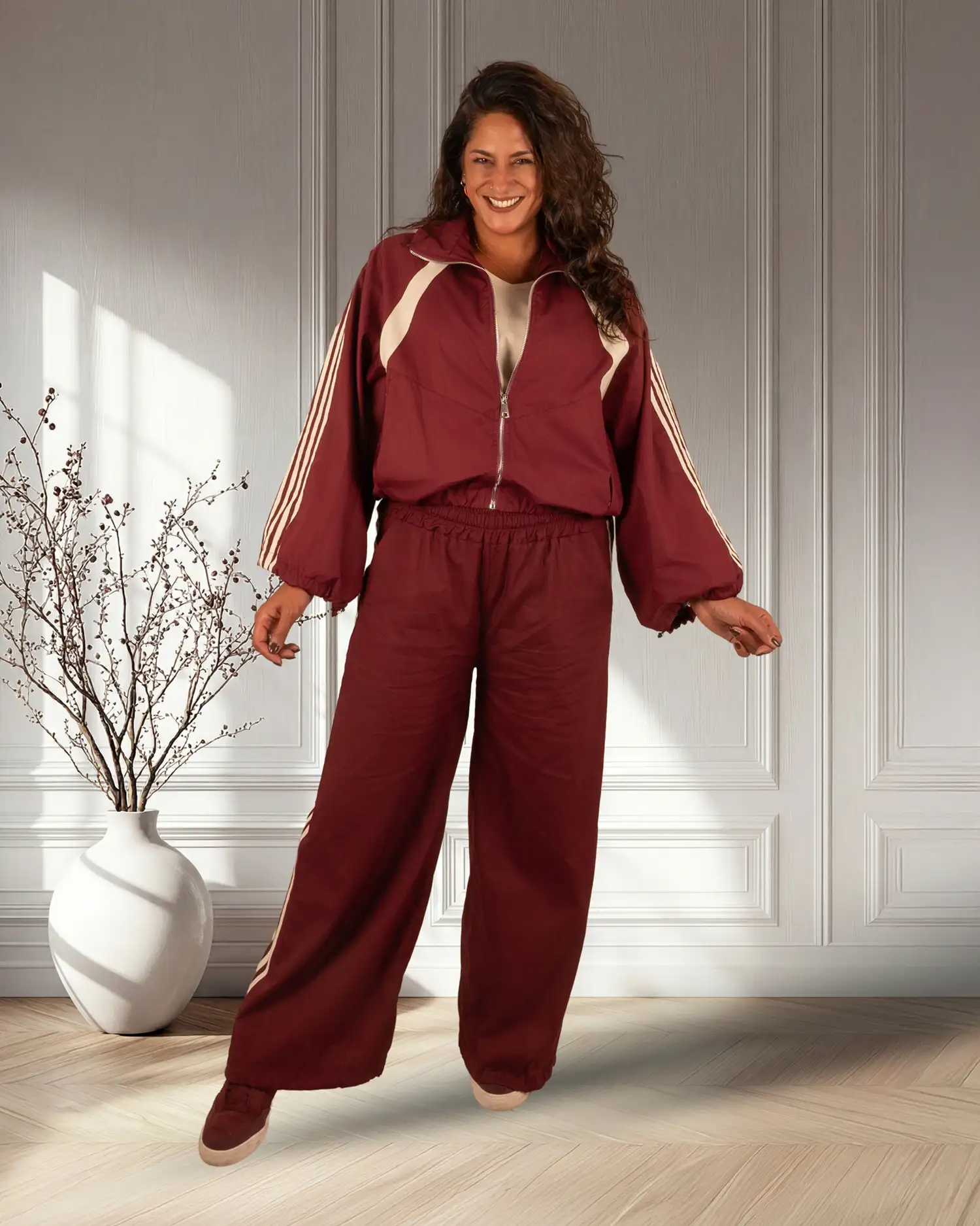 Bordeaux broek/ballonbroek met strepen van El-Vita - Afbeelding 3