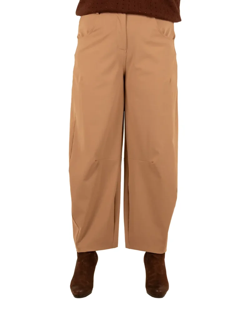 Donkerbeige travelstof barrel broek van Mi Piace - Afbeelding 4