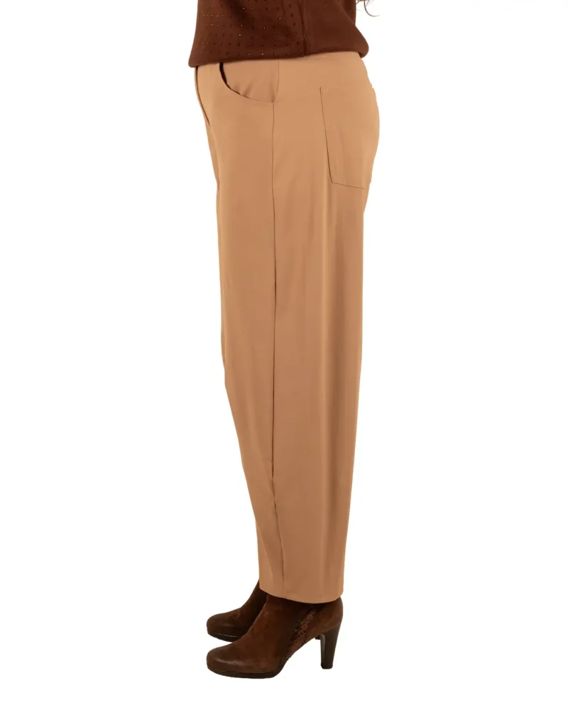 Donkerbeige travelstof barrel broek van Mi Piace - Afbeelding 3