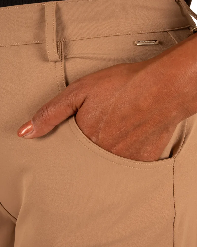 Donkerbeige travelstof barrel broek van Mi Piace - Afbeelding 5